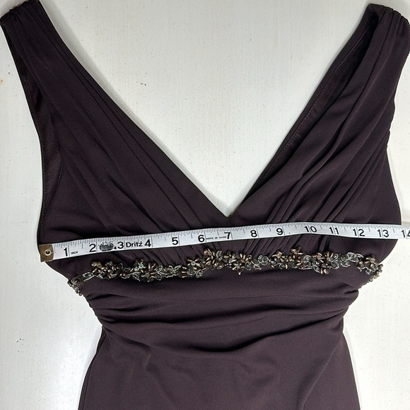 David Meister Brown Beaded Bodice Midi Dress Size 2 - Picture 13 of 15